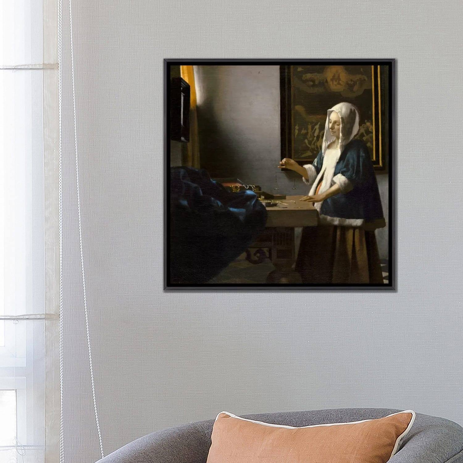 iCanvas "Woman Holding a Balance" by Johannes Vermeer Framed Bed Bath & Beyond 37708406